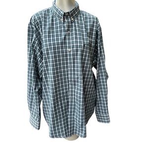 Mens Izod Green/White Button Down Long Sleeve Shirt size XL